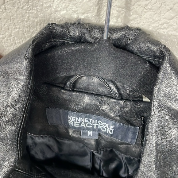 Kenneth Cole Reaction Faux Leather Vegan Moto Biker Jacket Black Sz M - Picture 11 of 14